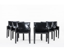 Chairs in black skai edition De Couro of Brazil 1980 set of 6