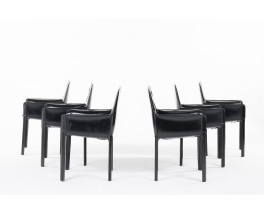 Chairs in black skai edition De Couro of Brazil 1980 set of 6