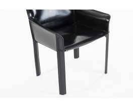 Chairs in black skai edition De Couro of Brazil 1980 set of 6