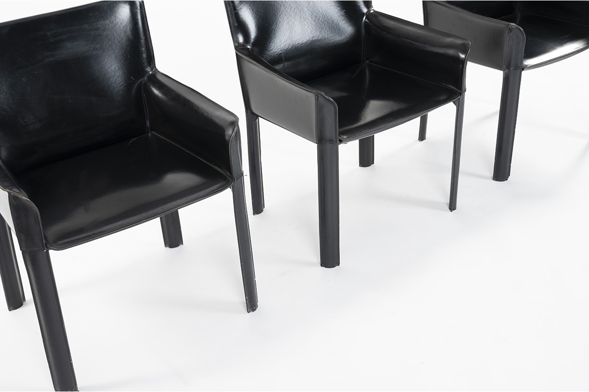 Chairs in black skai edition De Couro of Brazil 1980 set of 6