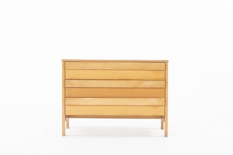 Andre Sornay chest of drawers in tinted beech and blue lacquer 1960