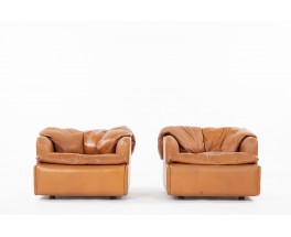 Alberto Rosselli armchairs model Confidential in leather edition Saporiti 1970 set of 2