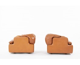 Alberto Rosselli armchairs model Confidential in leather edition Saporiti 1970 set of 2