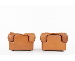 Alberto Rosselli armchairs model Confidential in leather edition Saporiti 1970 set of 2