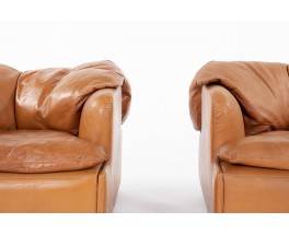 Alberto Rosselli armchairs model Confidential in leather edition Saporiti 1970 set of 2