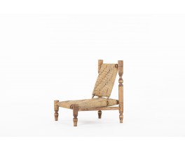 Armchair in wood and rope 1950