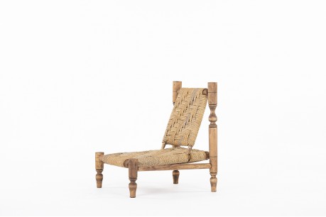 Armchair in wood and rope 1950