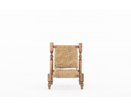 Fauteuil bois et corde 1950