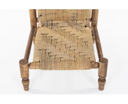 Armchair in wood and rope 1950