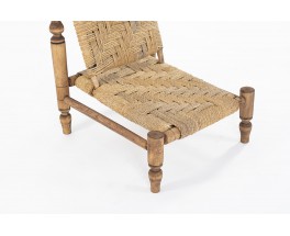 Armchair in wood and rope 1950