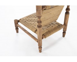 Armchair in wood and rope 1950