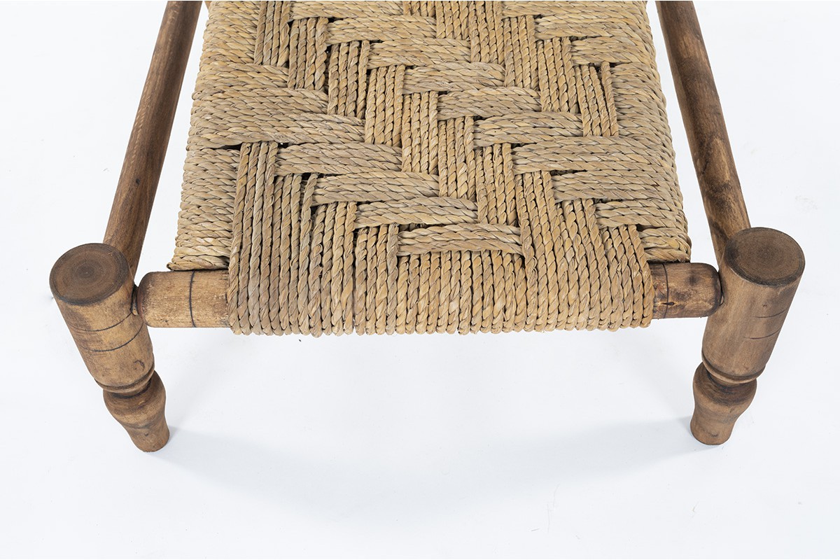 Armchair in wood and rope 1950