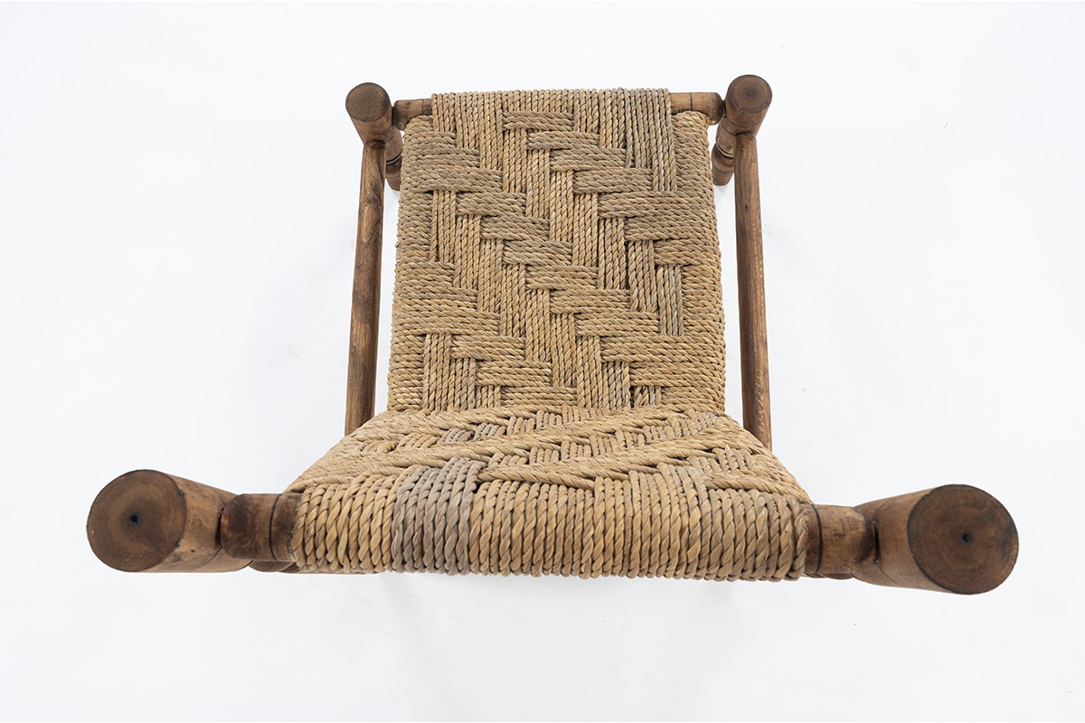 Armchair in wood and rope 1950