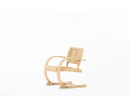 Audoux Minet armchair beech and rope edition Vibo Vesoul 1950