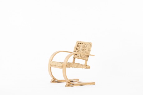 Audoux Minet armchair beech and rope edition Vibo Vesoul 1950