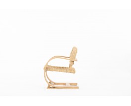 Audoux Minet armchair beech and rope edition Vibo Vesoul 1950