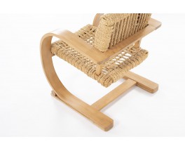 Audoux Minet armchair beech and rope edition Vibo Vesoul 1950