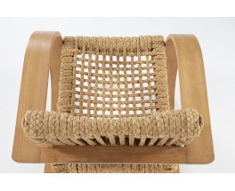 Audoux Minet armchair beech and rope edition Vibo Vesoul 1950