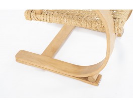 Audoux Minet armchair beech and rope edition Vibo Vesoul 1950