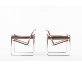 Marcel Breuer armchairs model Wassily B3 edition Knoll International 1970 set of 2