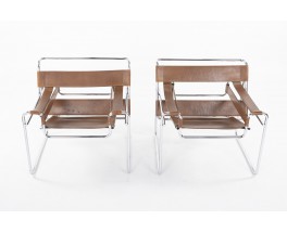 Marcel Breuer armchairs model Wassily B3 edition Knoll International 1970 set of 2