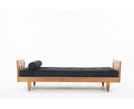 Guillerme and Chambron daybed in oak and black linen edition Votre Maison 1950