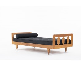 Guillerme and Chambron daybed in oak and black linen edition Votre Maison 1950