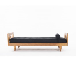 Guillerme and Chambron daybed in oak and black linen edition Votre Maison 1950