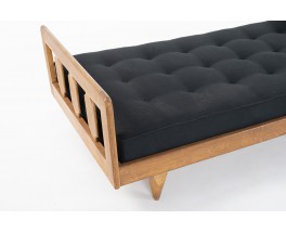 Guillerme and Chambron daybed in oak and black linen edition Votre Maison 1950