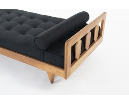 Guillerme and Chambron daybed in oak and black linen edition Votre Maison 1950