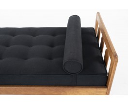 Guillerme and Chambron daybed in oak and black linen edition Votre Maison 1950