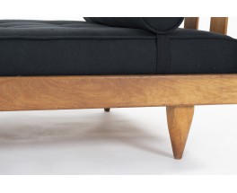 Guillerme and Chambron daybed in oak and black linen edition Votre Maison 1950