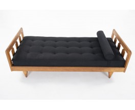 Guillerme and Chambron daybed in oak and black linen edition Votre Maison 1950