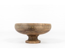 Bowl on feet large model in carved wood 1950