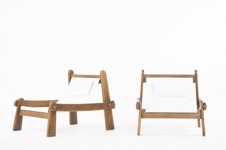 Armchairs in elm and beige fabric Italian design 1970 set of 2