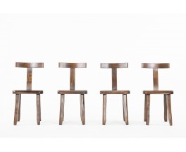 Chaises En Orme Dossier En T Design Brutaliste 1950 Set De 4