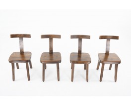 Chaises En Orme Dossier En T Design Brutaliste 1950 Set De 4