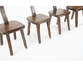 Chairs in elm T Back Brutalist Design 1950 Set Of 4