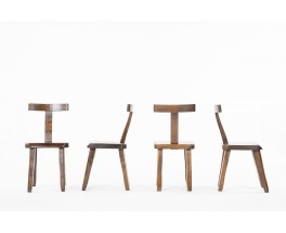 Chaises En Orme Dossier En T Design Brutaliste 1950 Set De 4