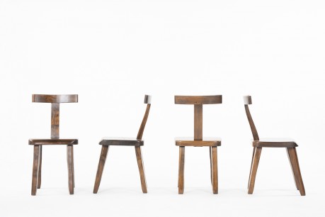 Chairs in elm T Back Brutalist Design 1950 Set Of 4