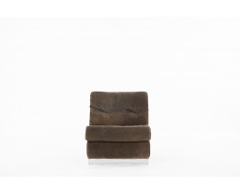 Jacques Charpentier low chair in brown suede 1970