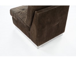 Jacques Charpentier low chair in brown suede 1970