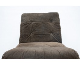 Jacques Charpentier low chair in brown suede 1970