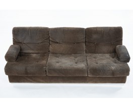 Jacques Charpentier sofa in brown suede 1970