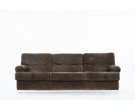 Jacques Charpentier sofa in brown suede 1970