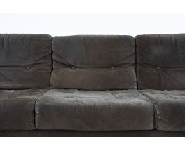Jacques Charpentier sofa in brown suede 1970