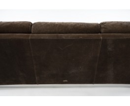 Jacques Charpentier sofa in brown suede 1970