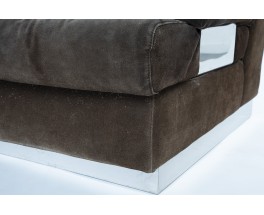 Jacques Charpentier sofa in brown suede 1970