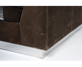 Jacques Charpentier sofa in brown suede 1970