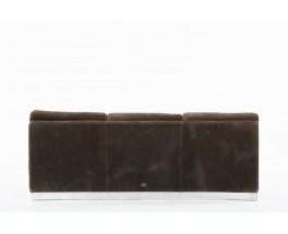 Jacques Charpentier sofa in brown suede 1970